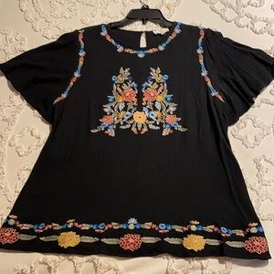Black embroidered top
